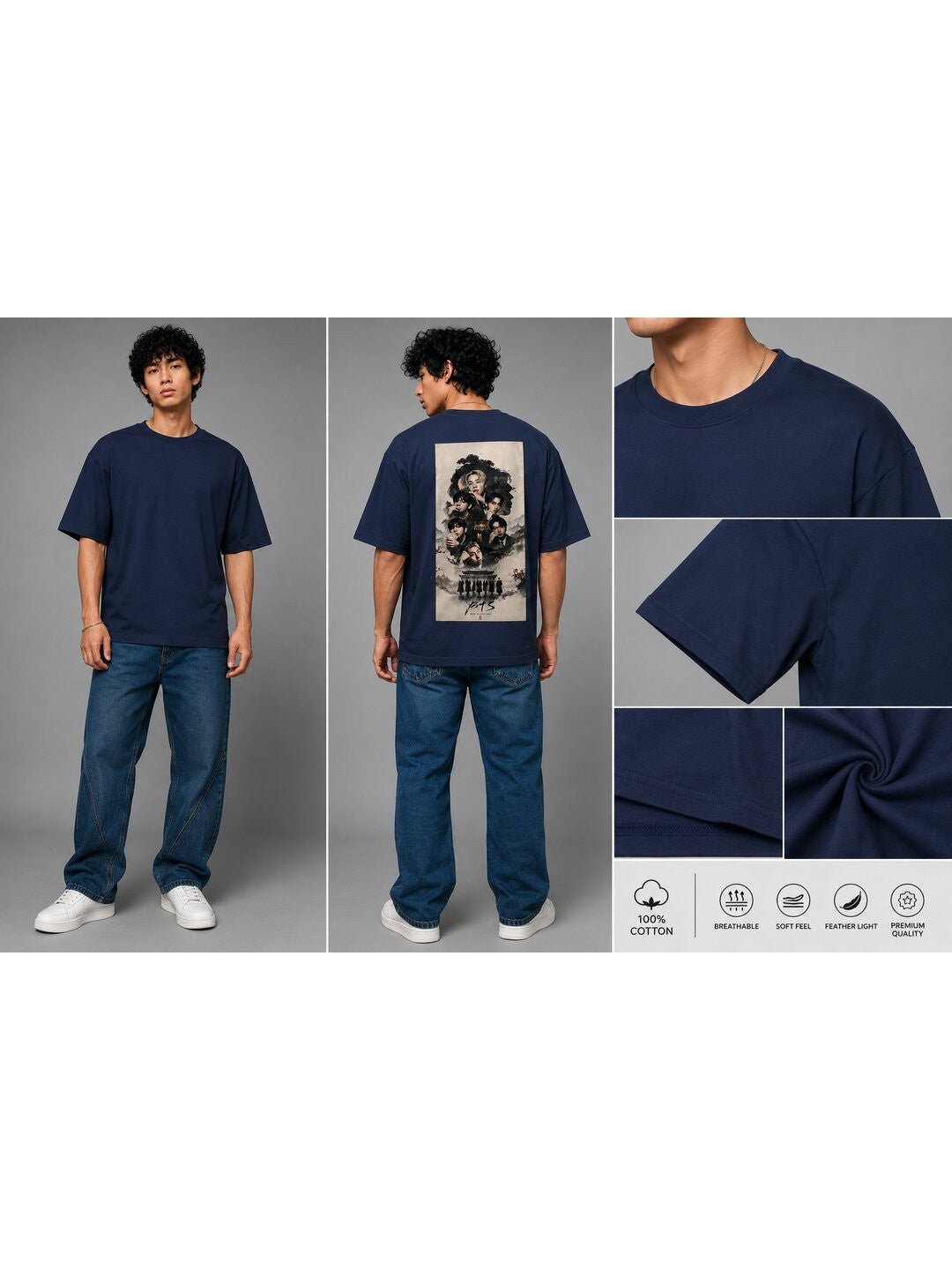 K-Culture Printed Round Neck Oversize Pre-customized Tshirt for Men
