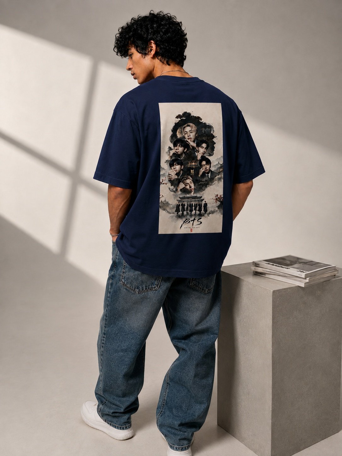 K-Culture Printed Round Neck Oversize Pre-customized Tshirt for Men