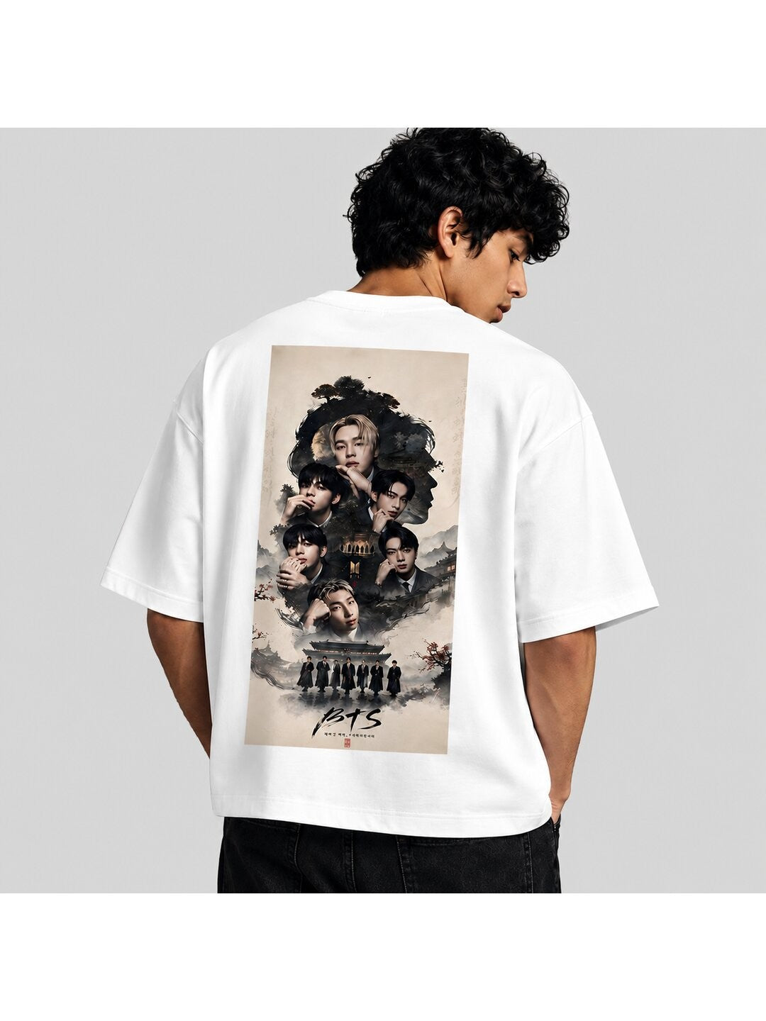 K-Culture Printed Round Neck Oversize Pre-customized Tshirt for Men