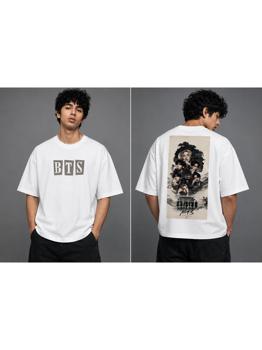 Korean 12 Printed Round Neck Oversized Pre customized Tshirt for Men