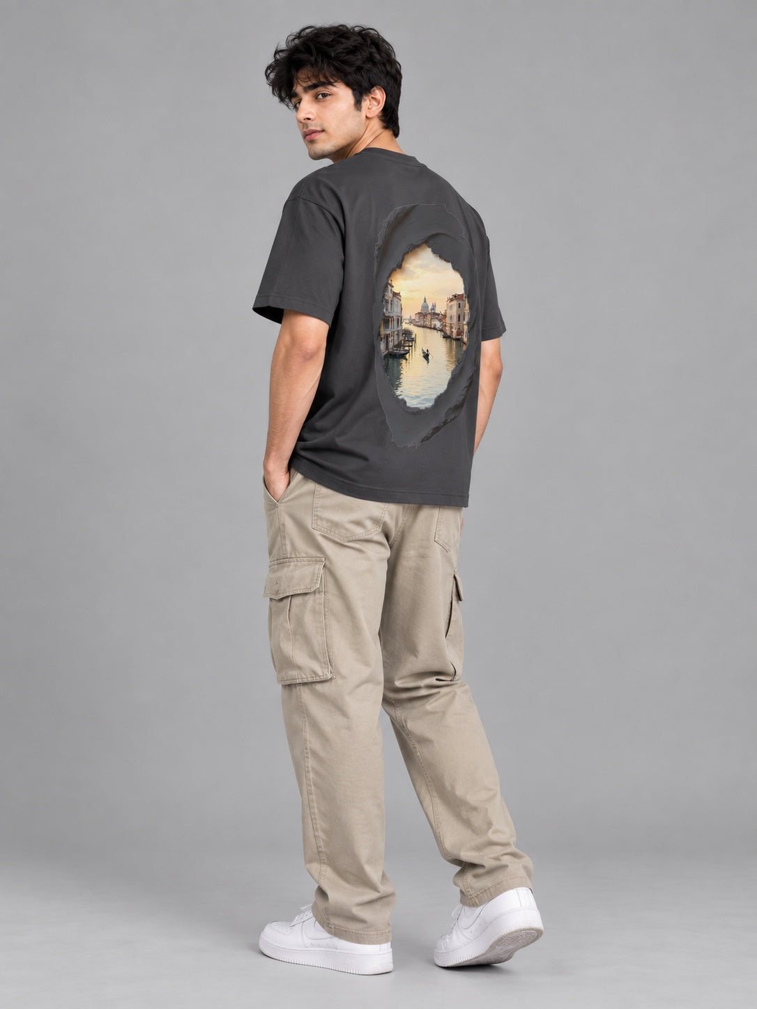 CutPaste Printed Round Neck Oversize Pre-customized Tshirt for Men
