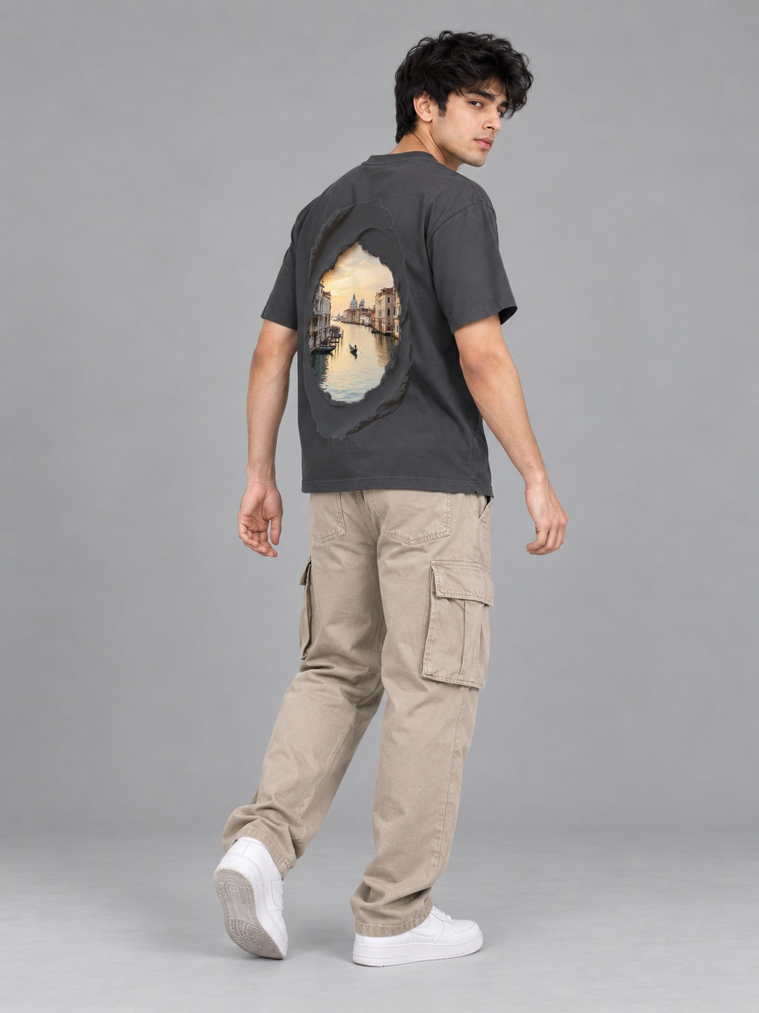 CutPaste Printed Round Neck Oversize Pre-customized Tshirt for Men