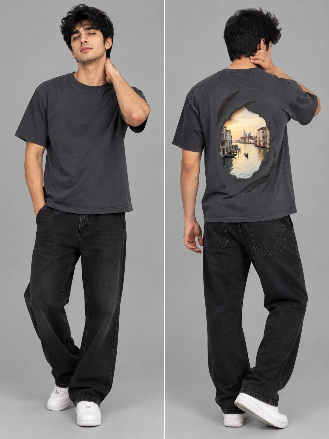 CutPaste Printed Round Neck Oversize Pre-customized Tshirt for Men