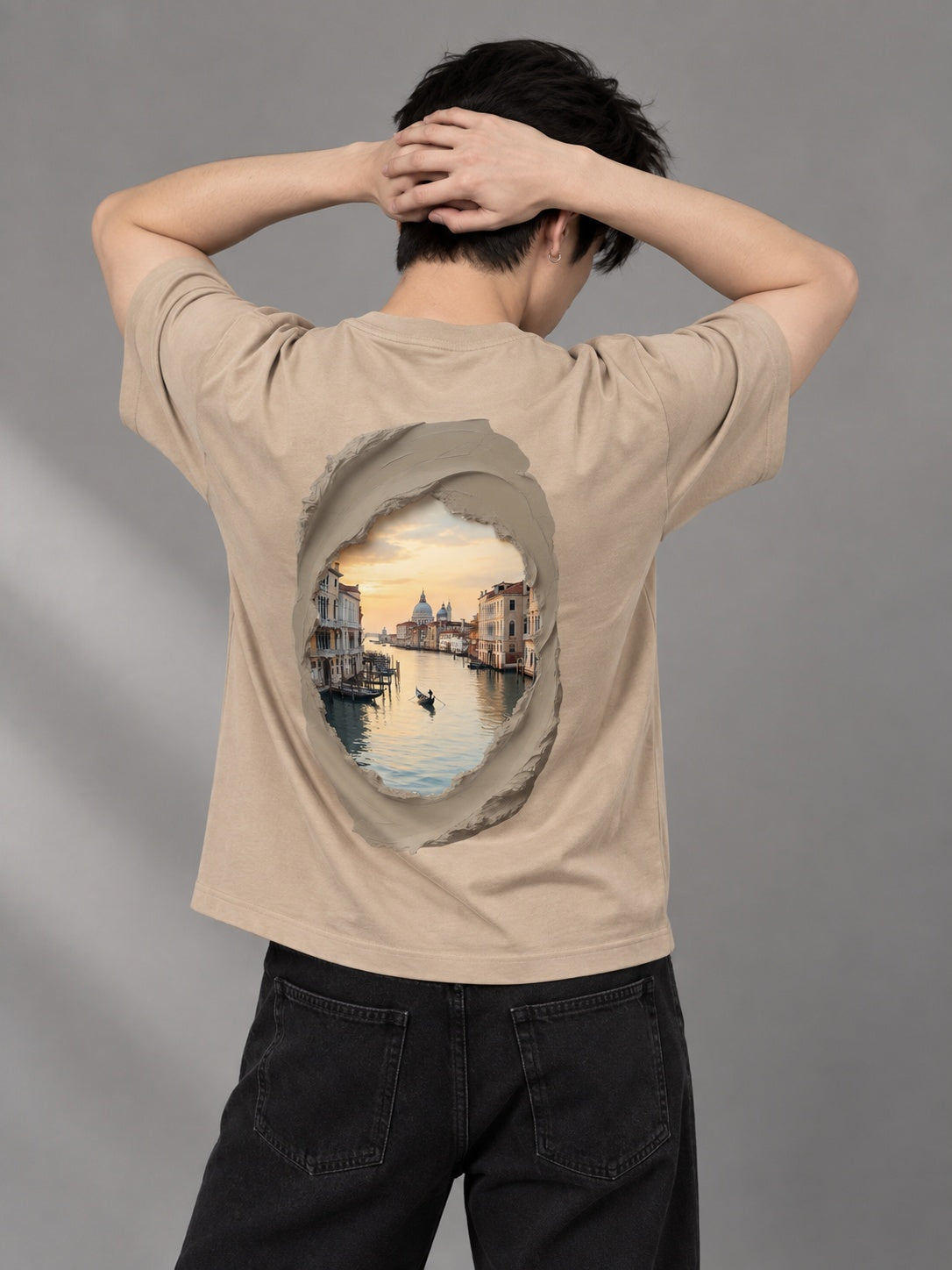 CutPaste Printed Round Neck Oversize Pre-customized Tshirt for Men