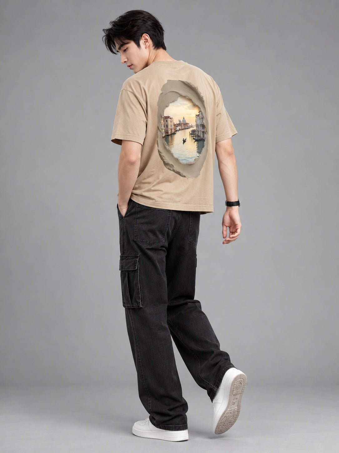 CutPaste Printed Round Neck Oversize Pre-customized Tshirt for Men