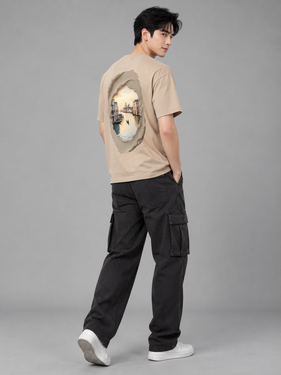 CutPaste Printed Round Neck Oversize Pre-customized Tshirt for Men