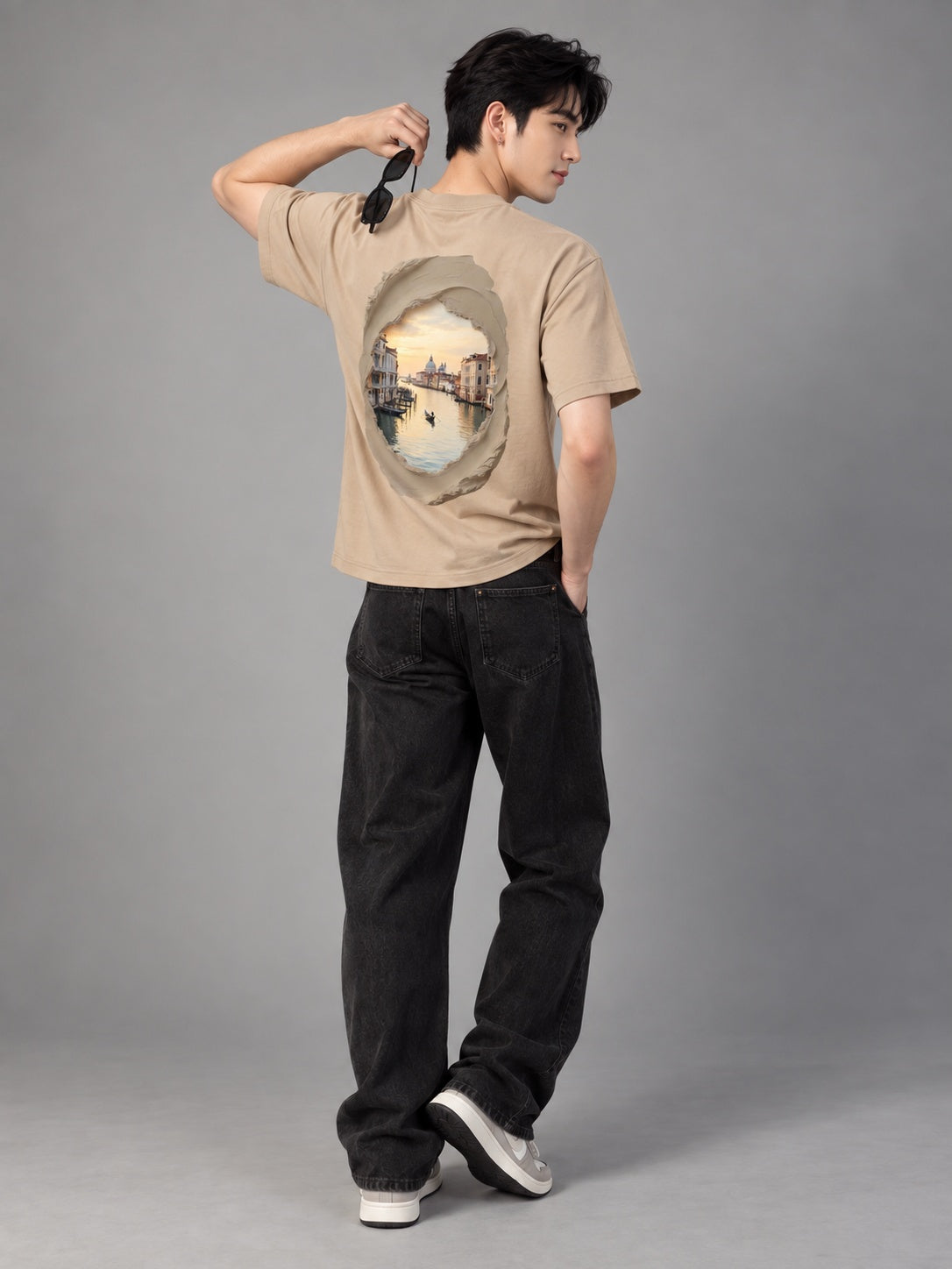 CutPaste Printed Round Neck Oversize Pre-customized Tshirt for Men