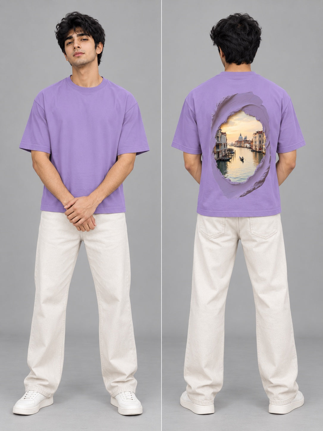 CutPaste Printed Round Neck Oversize Pre-customized Tshirt for Men
