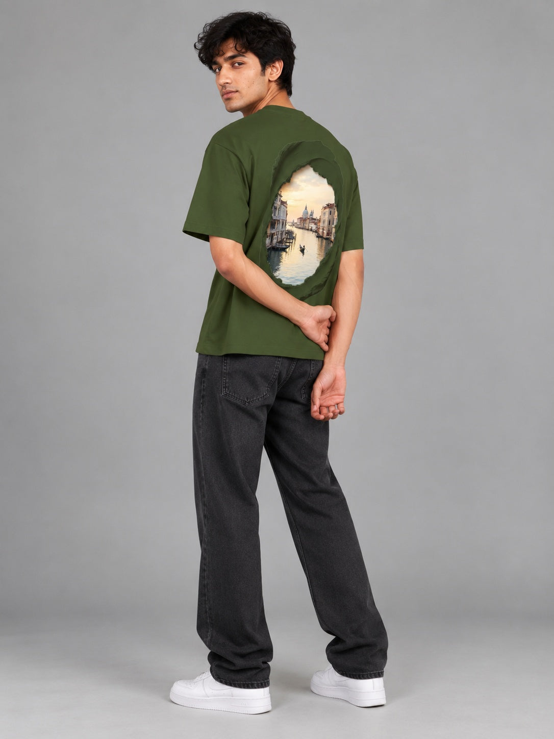 CutPaste Printed Round Neck Oversize Pre-customized Tshirt for Men