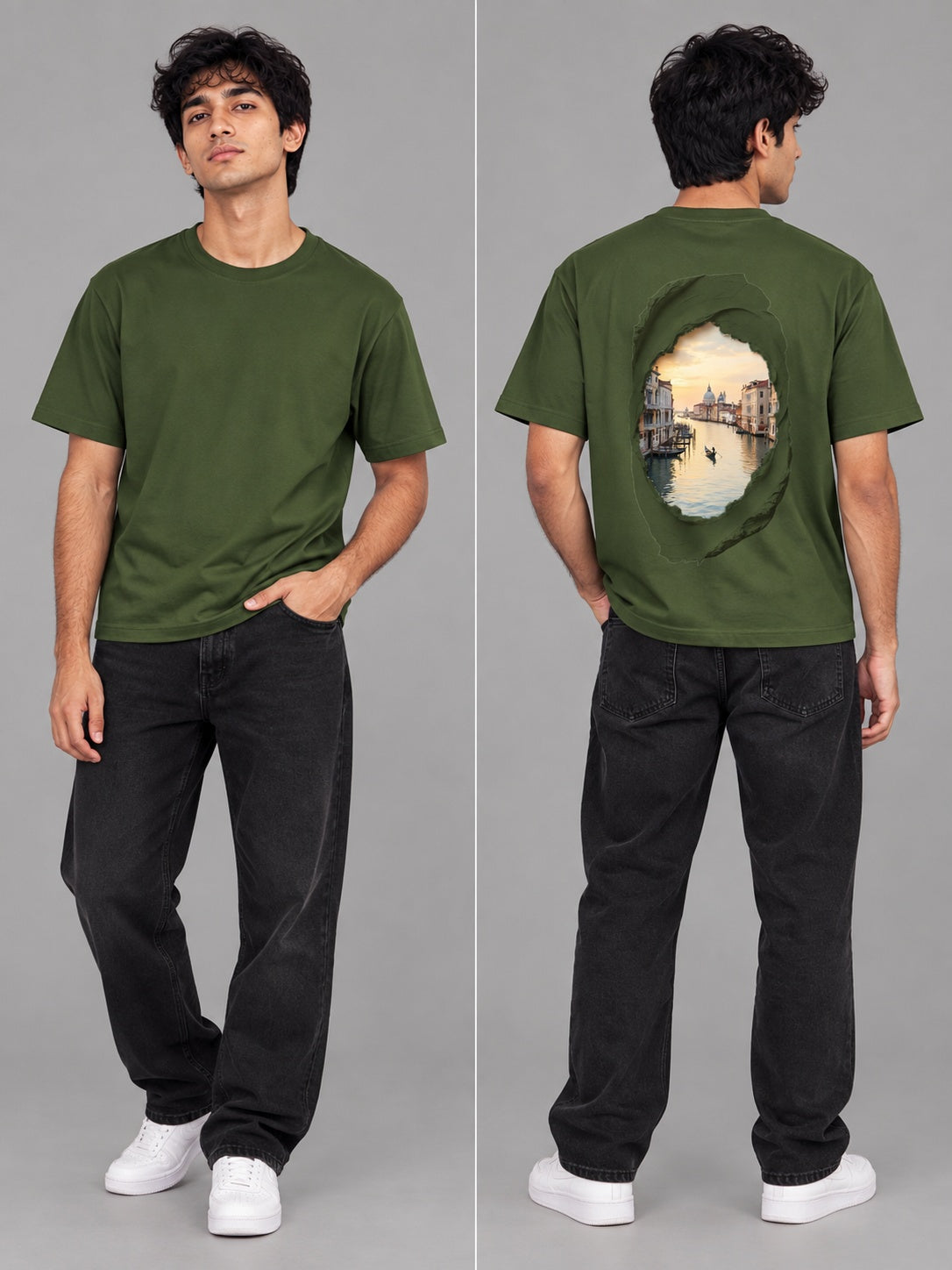 CutPaste Printed Round Neck Oversize Pre-customized Tshirt for Men