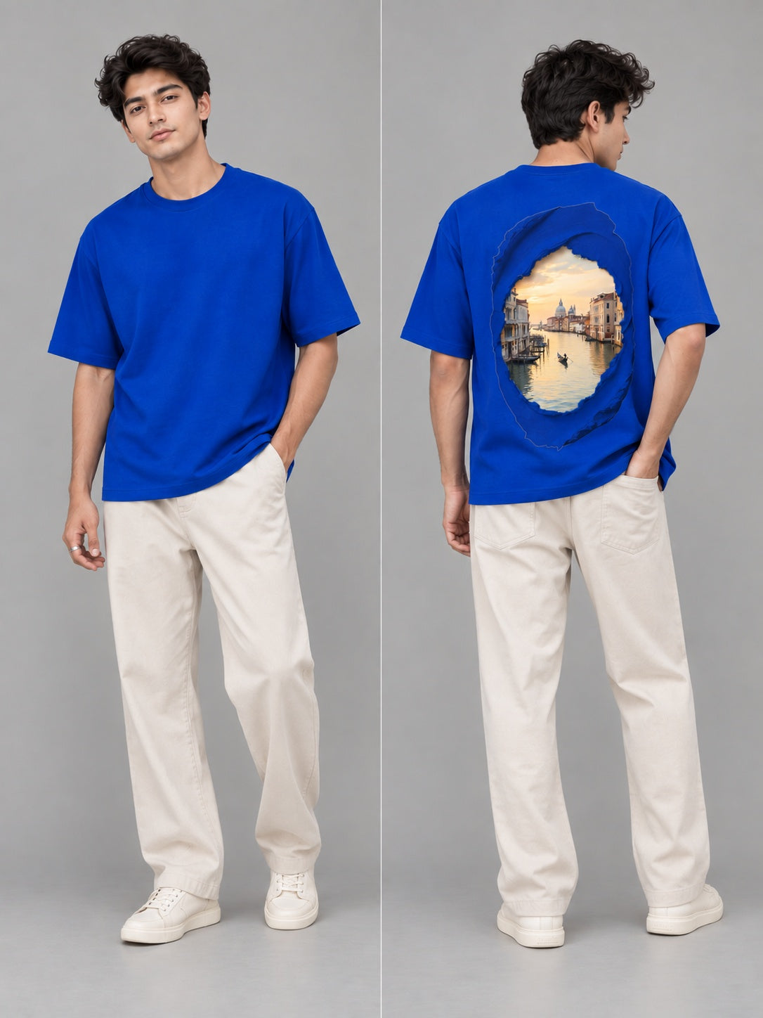 CutPaste Printed Round Neck Oversize Pre-customized Tshirt for Men