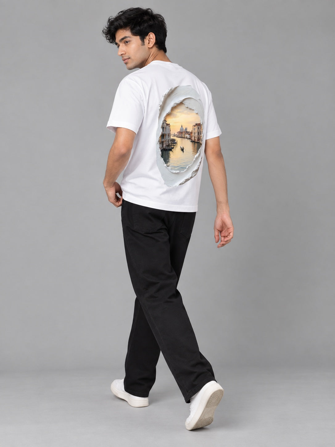 CutPaste Printed Round Neck Oversize Pre-customized Tshirt for Men
