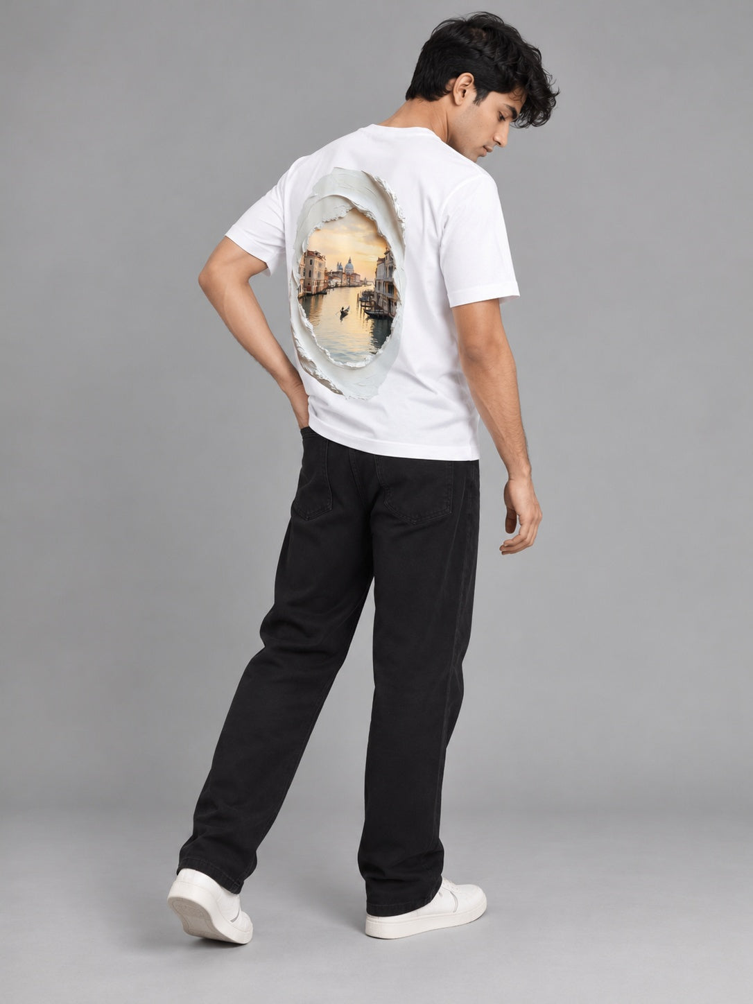 CutPaste Printed Round Neck Oversize Pre-customized Tshirt for Men
