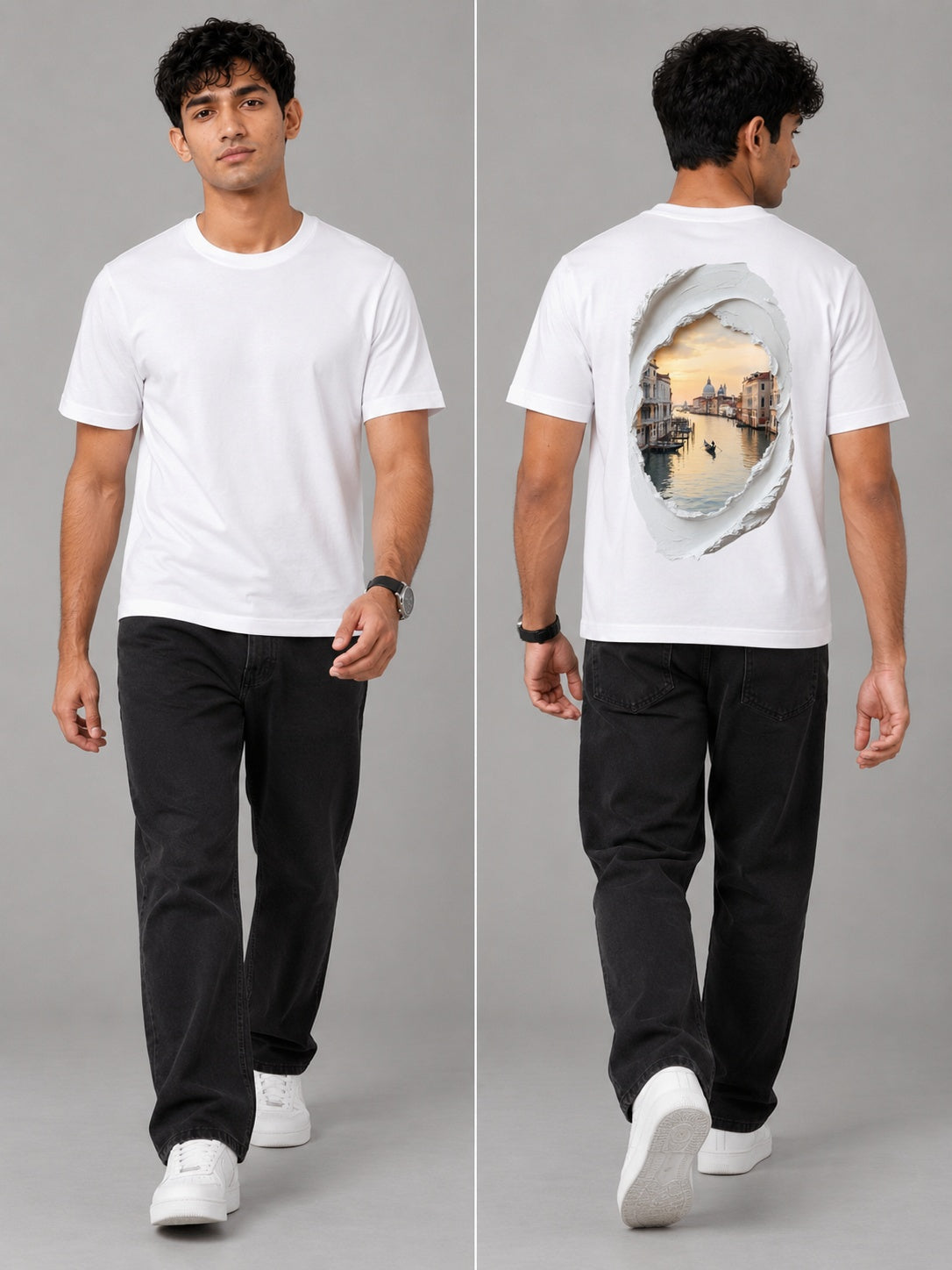 CutPaste Printed Round Neck Oversize Pre-customized Tshirt for Men