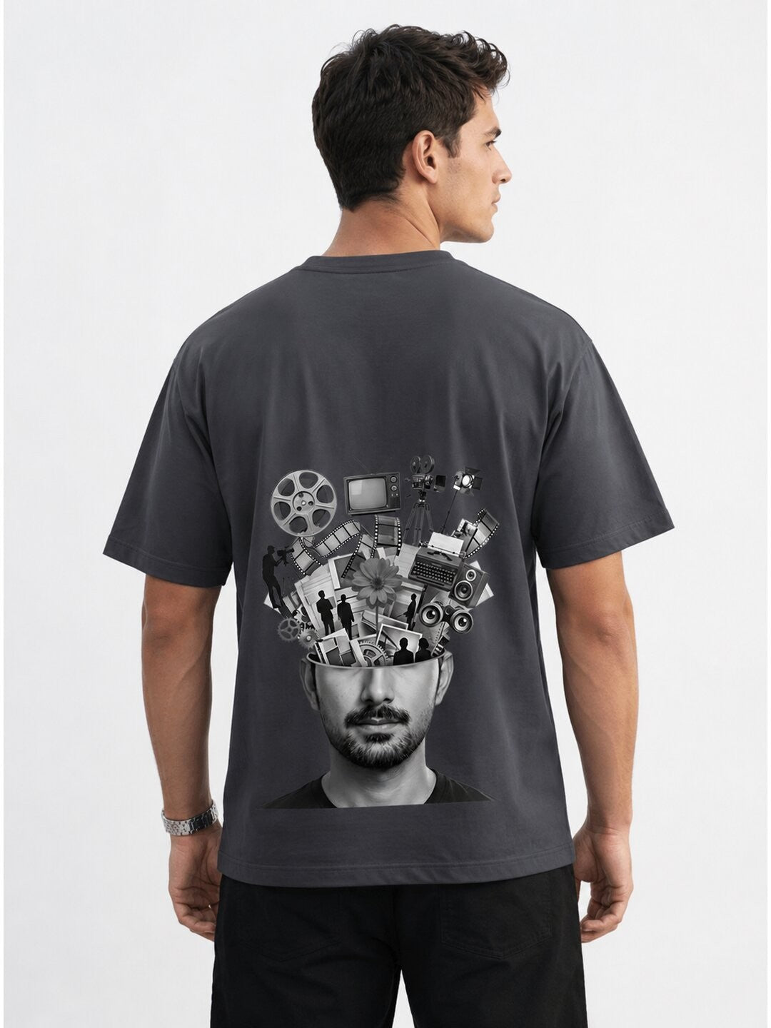 Influencer brain Printed Round Neck Oversize Pre-customized Tshirt for Men
