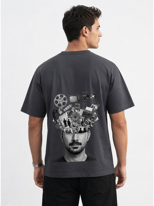 Mixmedia 07 Printed Round Neck Oversized Pre customized Tshirt for Men