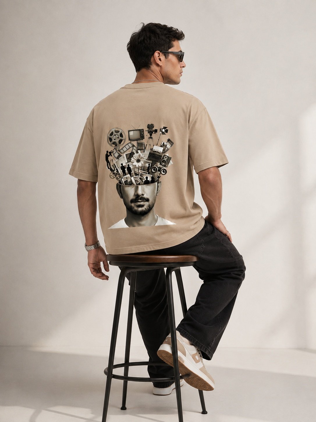 Influencer brain Printed Round Neck Oversize Pre-customized Tshirt for Men