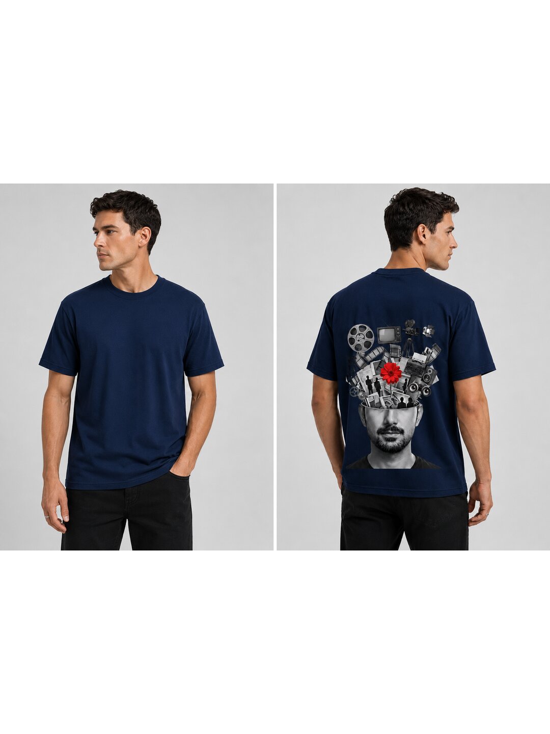 Mixmedia 07 Printed Round Neck Oversized Pre customized Tshirt for Men