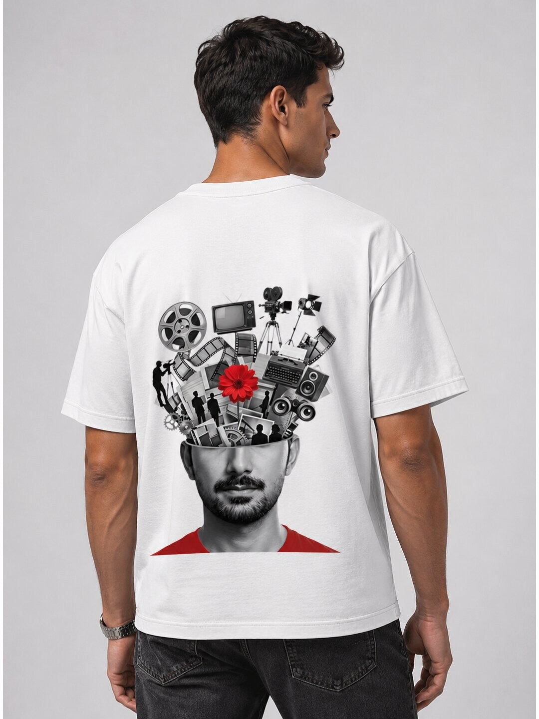 Influencer brain Printed Round Neck Oversize Pre-customized Tshirt for Men