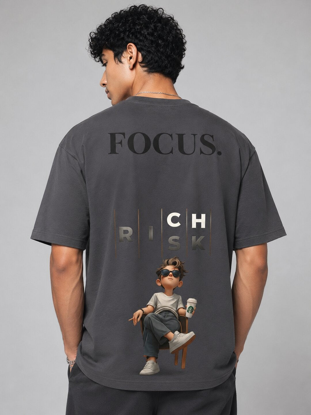Focus Printed Round Neck Oversize Pre-customized Tshirt for Men