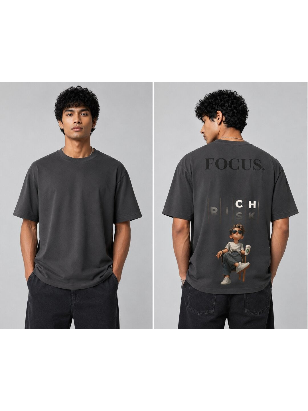 Focus Printed Round Neck Oversize Pre-customized Tshirt for Men