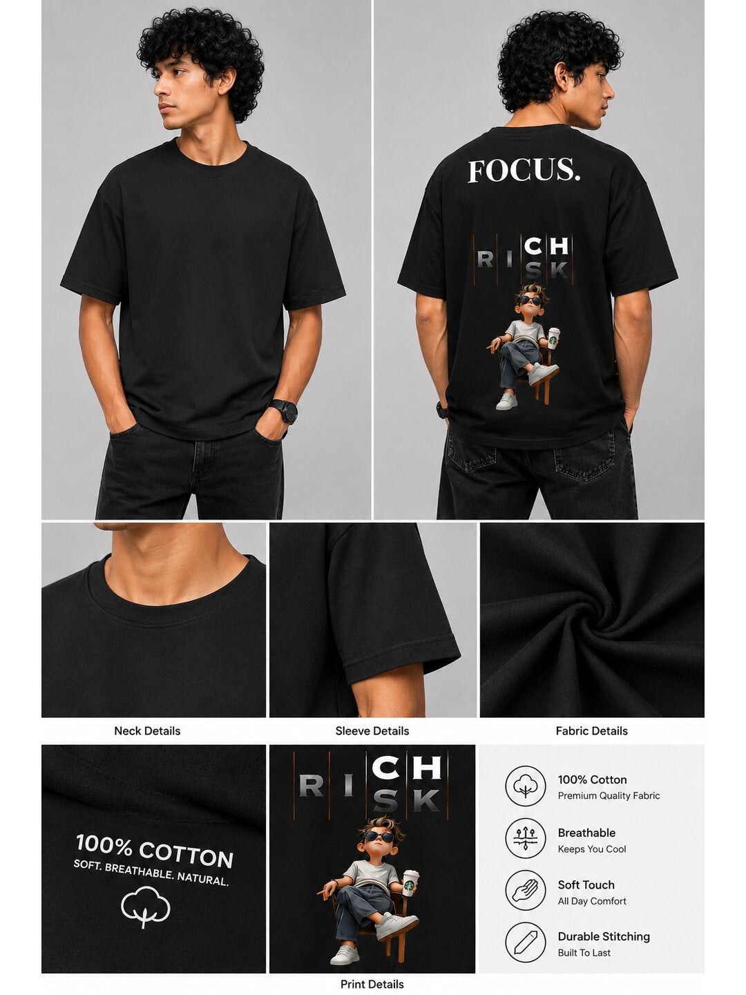 Mixmedia 09 Printed Round Neck Oversized Pre customized Tshirt for Men