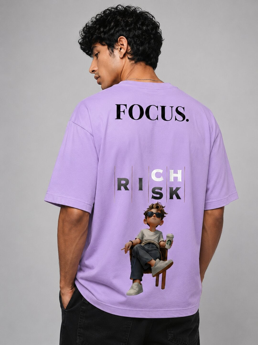 Focus Printed Round Neck Oversize Pre-customized Tshirt for Men
