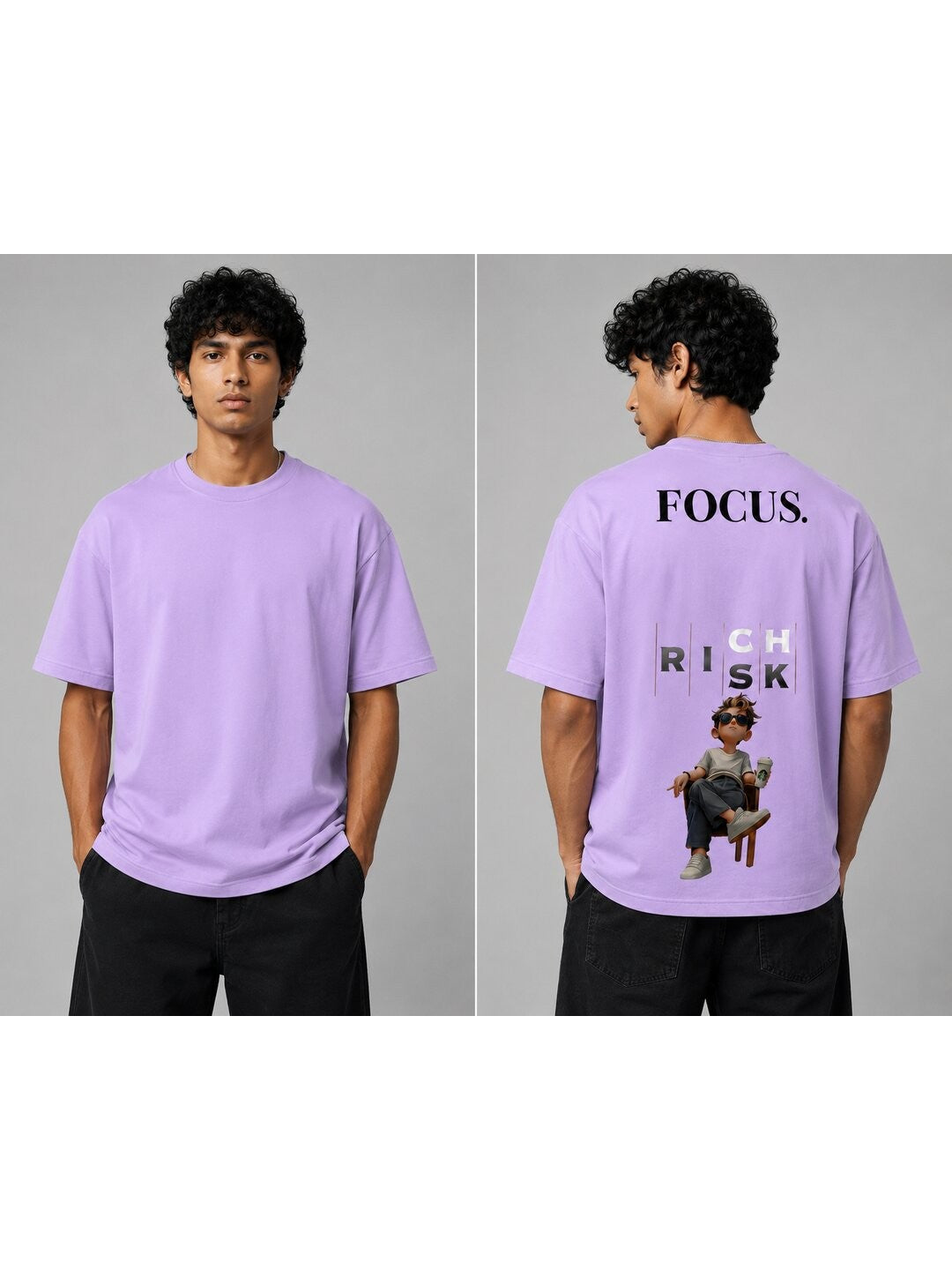 Focus Printed Round Neck Oversize Pre-customized Tshirt for Men