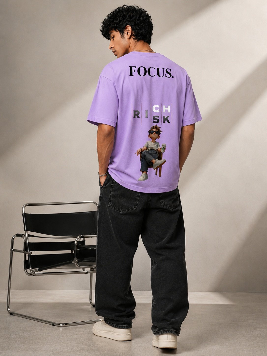 Focus Printed Round Neck Oversize Pre-customized Tshirt for Men