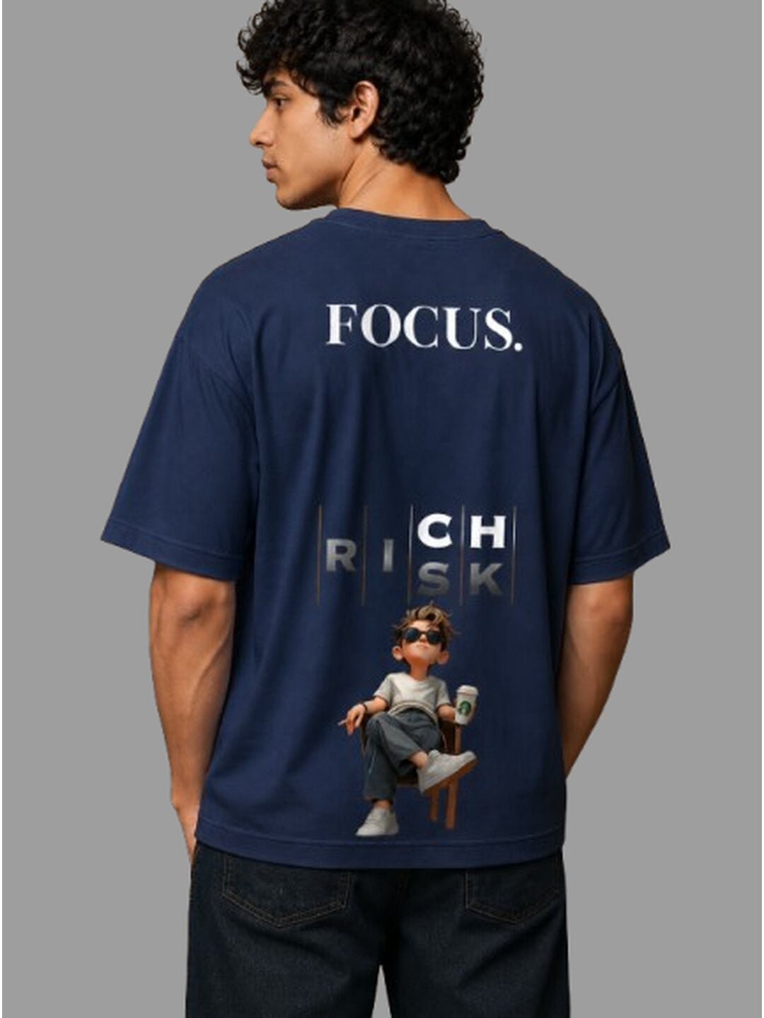Focus Printed Round Neck Oversize Pre-customized Tshirt for Men