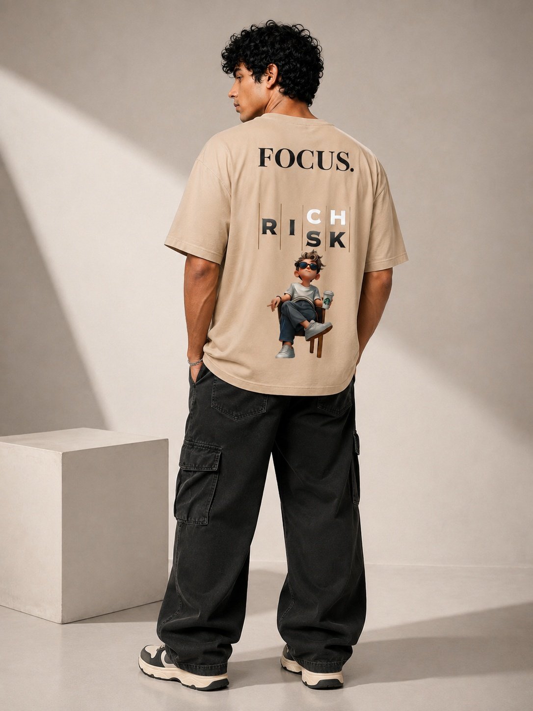 Focus Printed Round Neck Oversize Pre-customized Tshirt for Men
