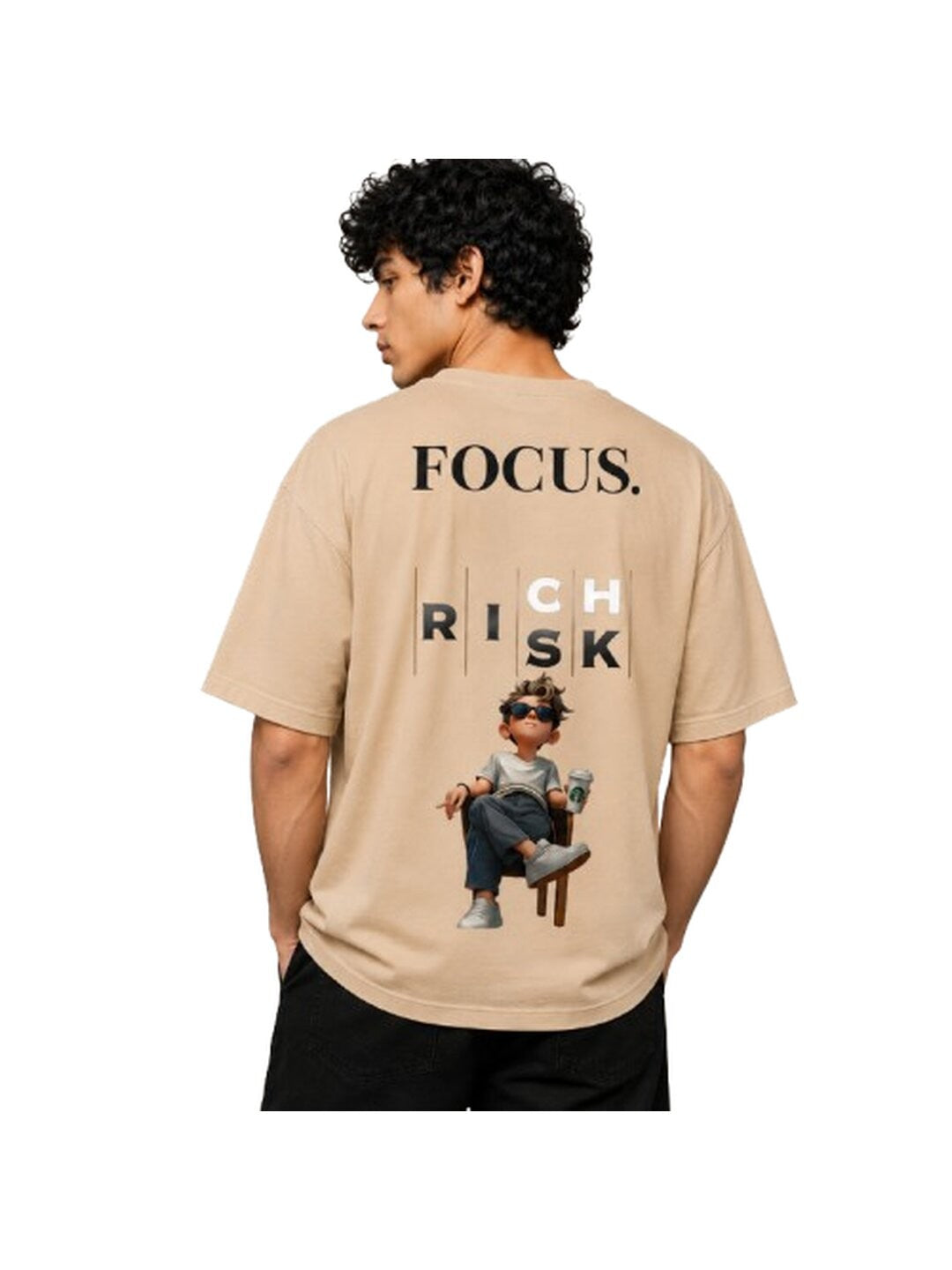 Focus Printed Round Neck Oversize Pre-customized Tshirt for Men