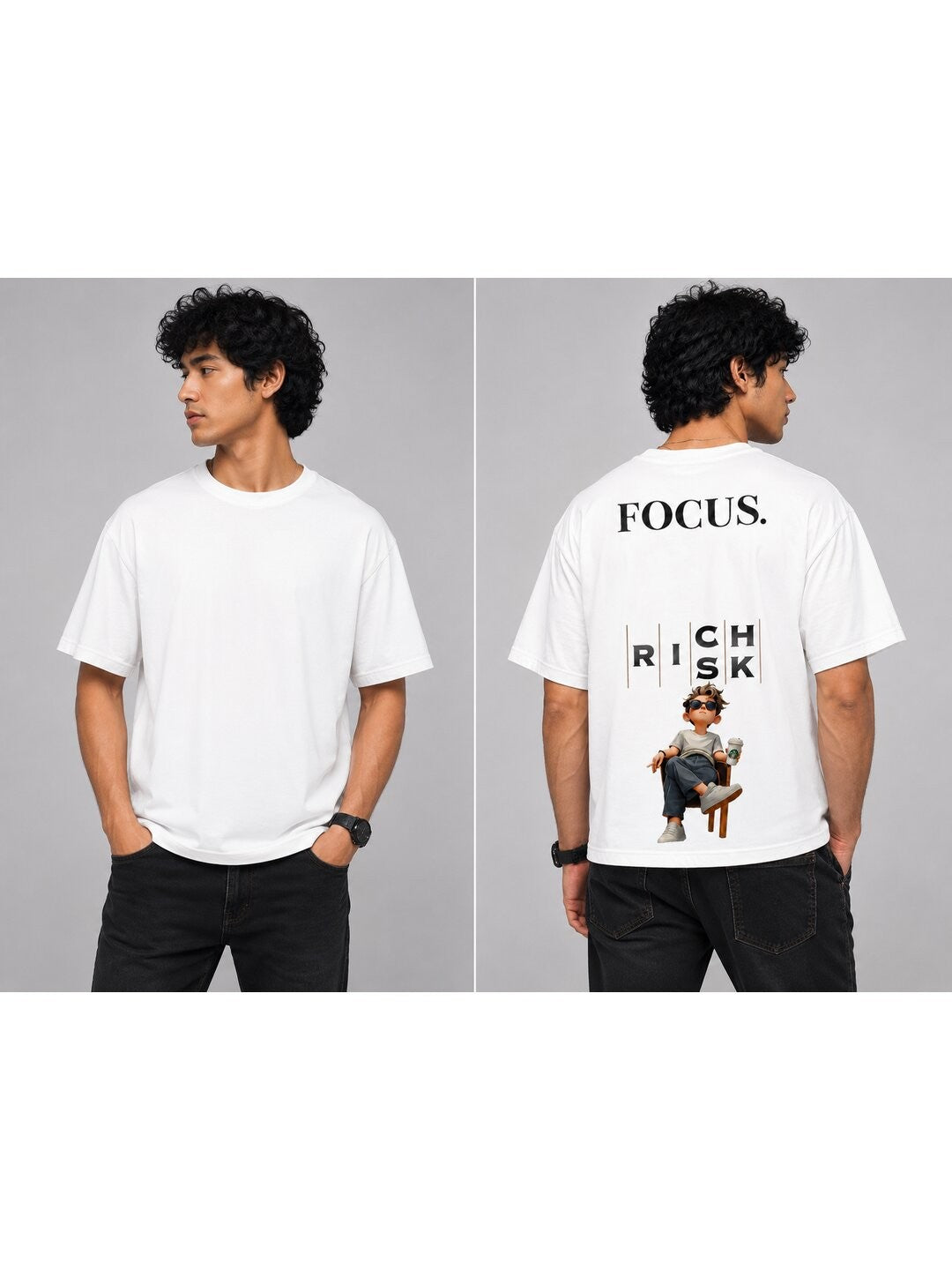 Focus Printed Round Neck Oversize Pre-customized Tshirt for Men
