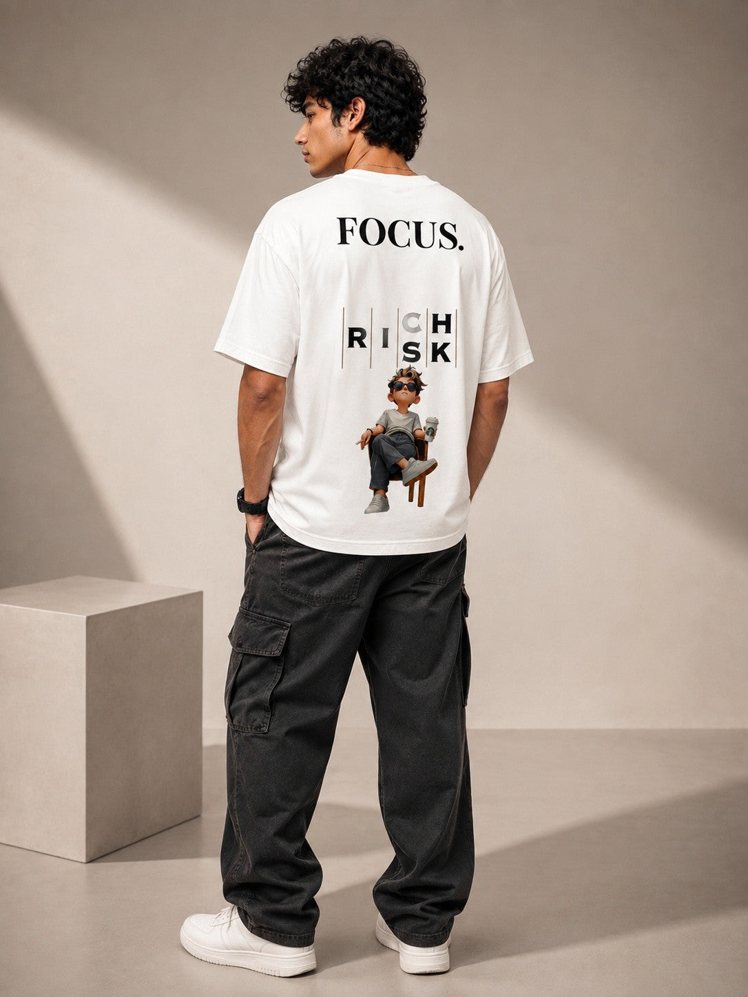 Focus Printed Round Neck Oversize Pre-customized Tshirt for Men