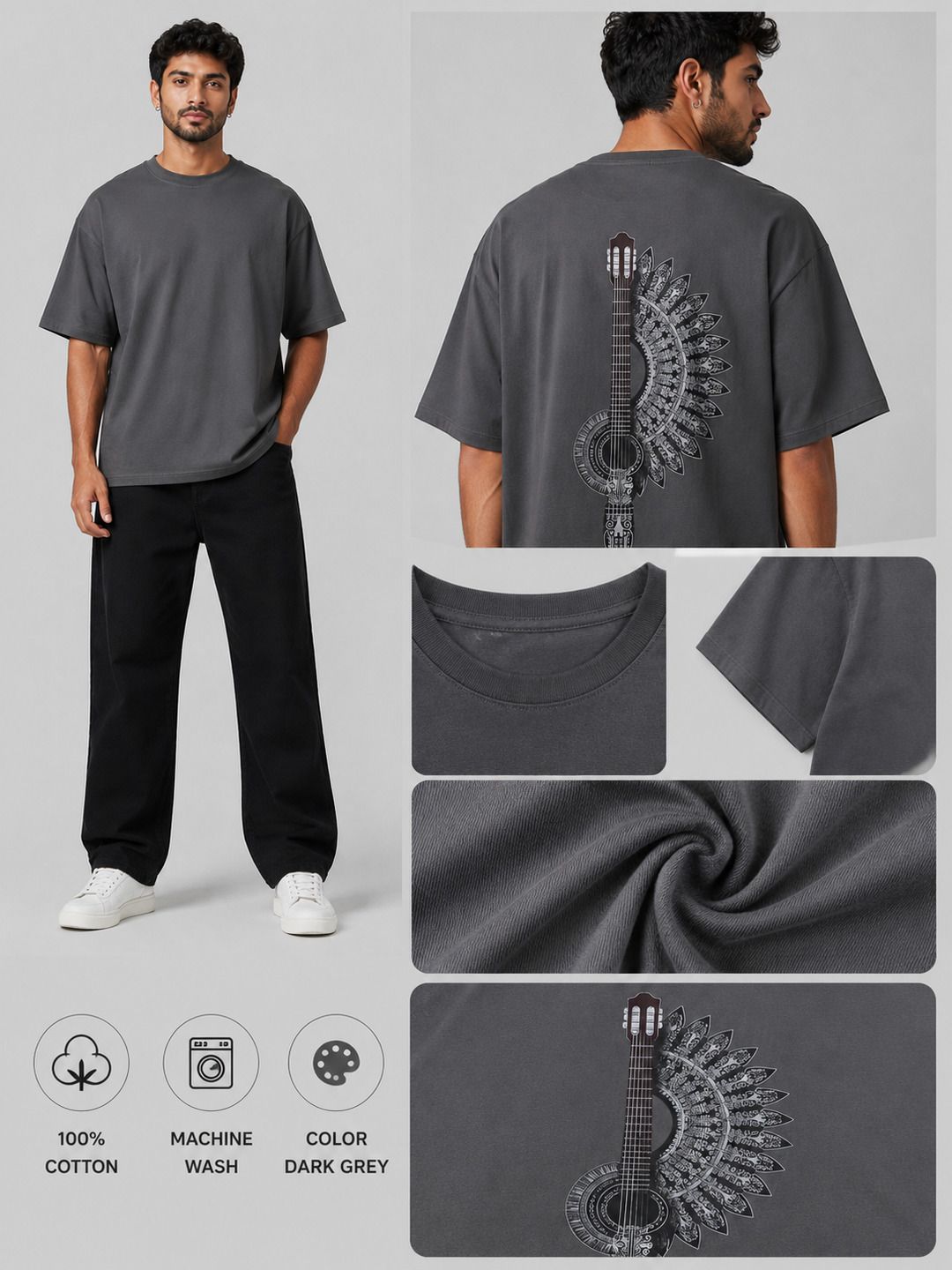 Mixed Frame Printed Round Neck Oversize Pre-customized Tshirt for Men