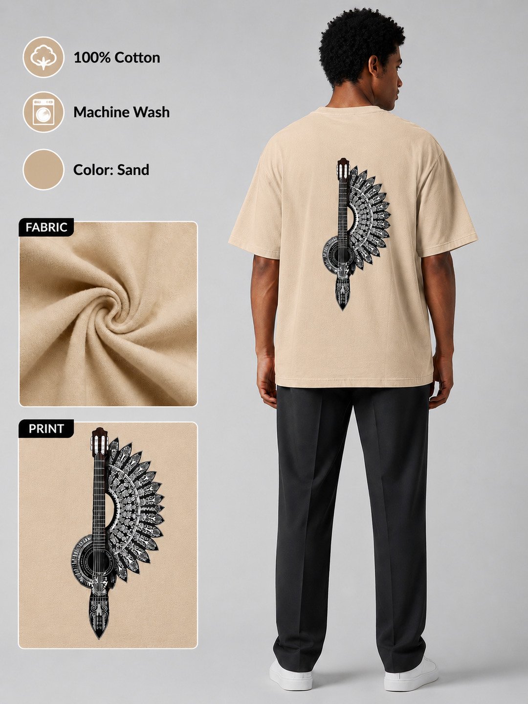 Mixed Frame Printed Round Neck Oversize Pre-customized Tshirt for Men