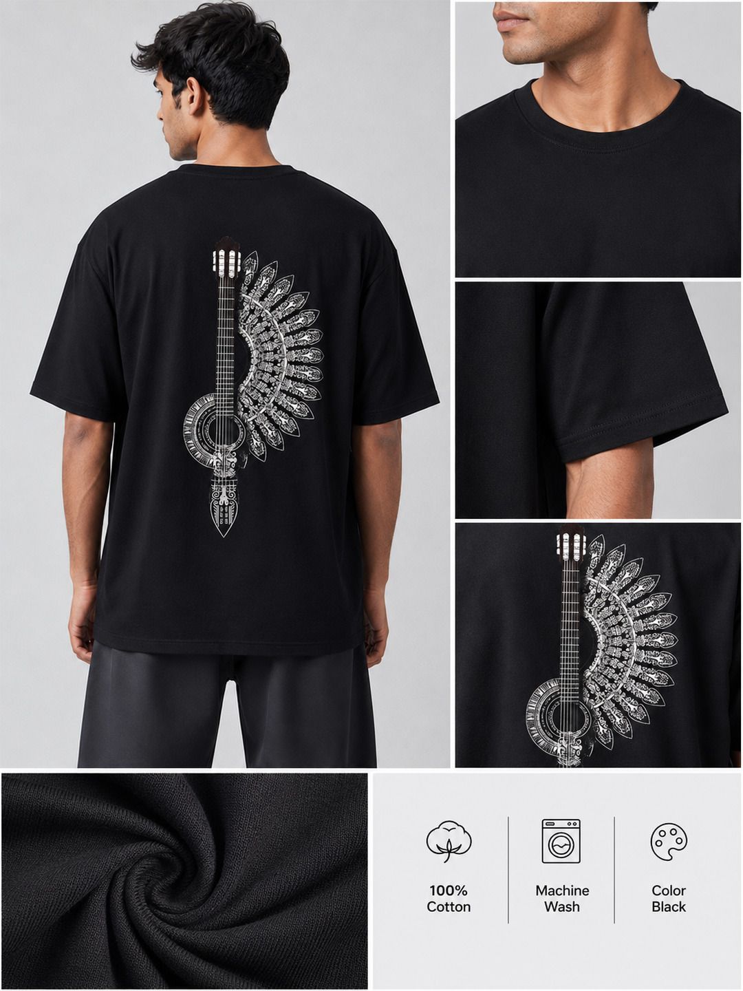 Mixed Frame Printed Round Neck Oversize Pre-customized Tshirt for Men