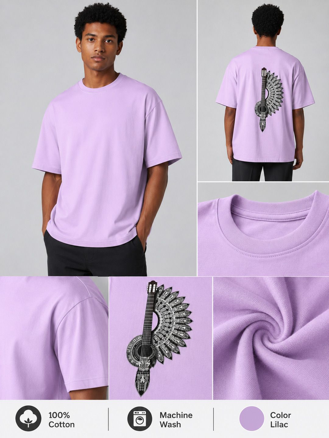 Mixed Frame Printed Round Neck Oversize Pre-customized Tshirt for Men