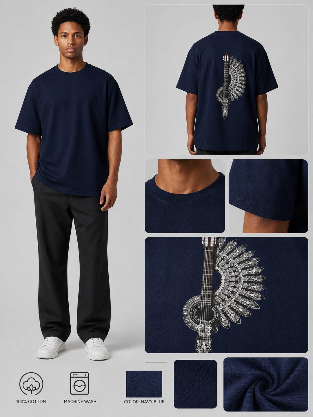 Mixed Frame Printed Round Neck Oversize Pre-customized Tshirt for Men