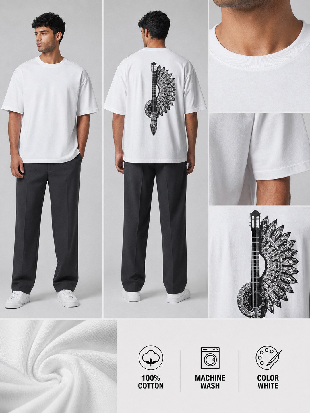Mixed Frame Printed Round Neck Oversize Pre-customized Tshirt for Men