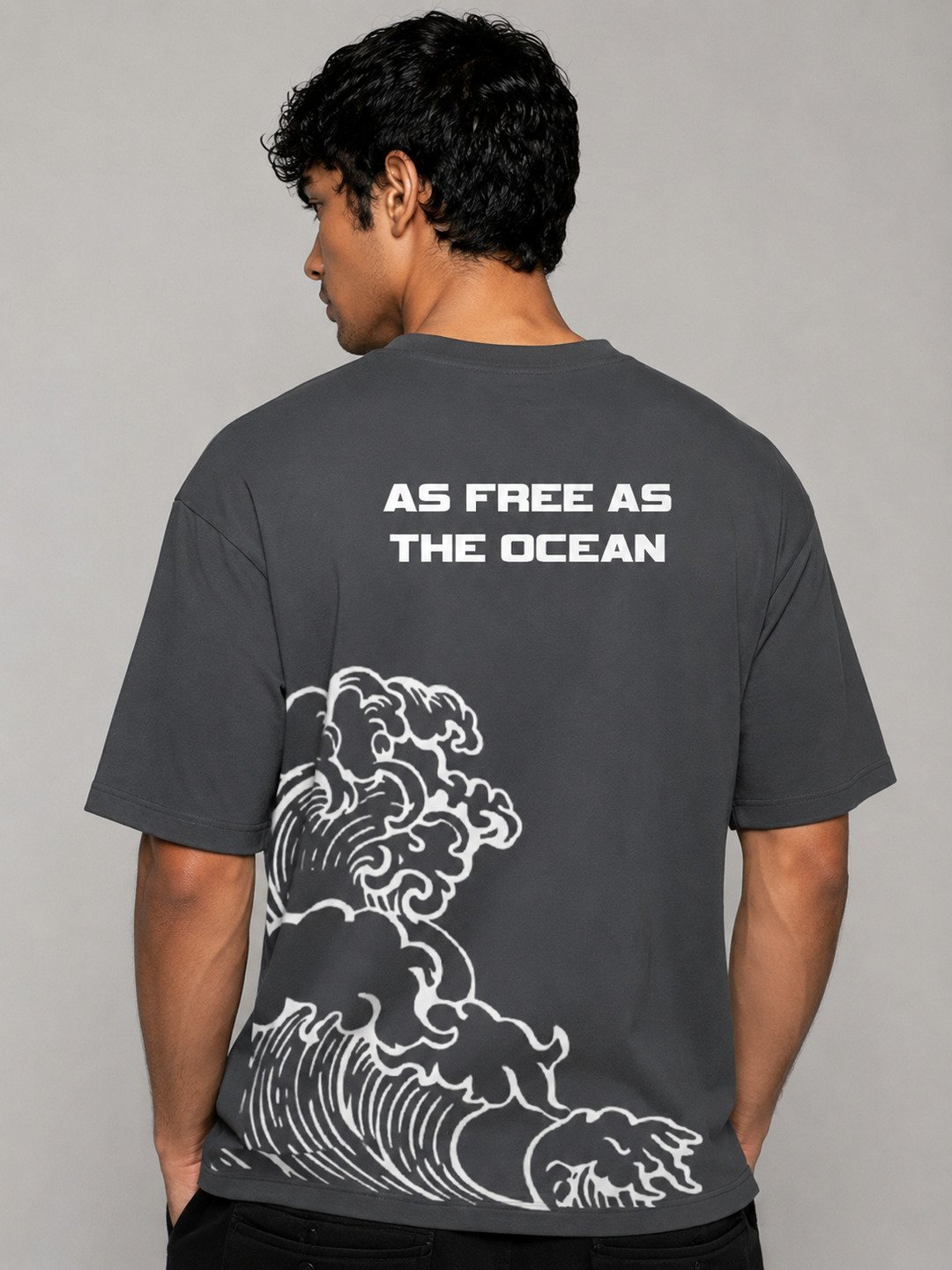 Ocean Freedom Printed Round Neck Oversize Pre-customized Tshirt for Men