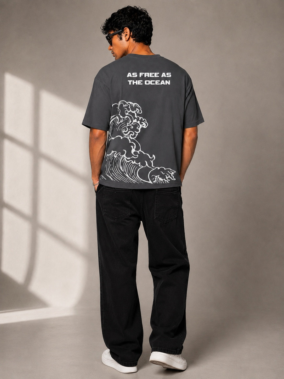 Ocean Freedom Printed Round Neck Oversize Pre-customized Tshirt for Men