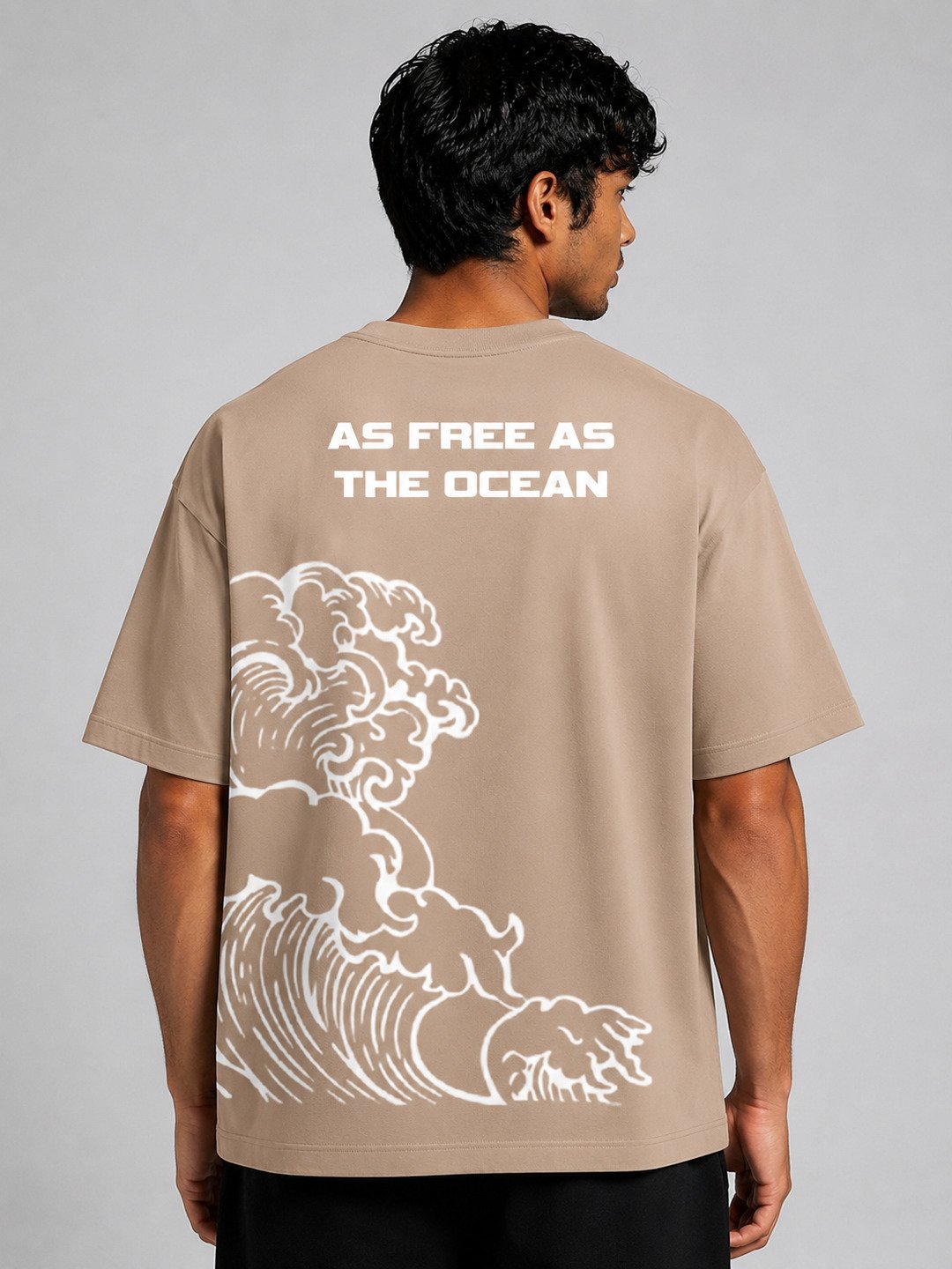 Ocean Freedom Printed Round Neck Oversize Pre-customized Tshirt for Men