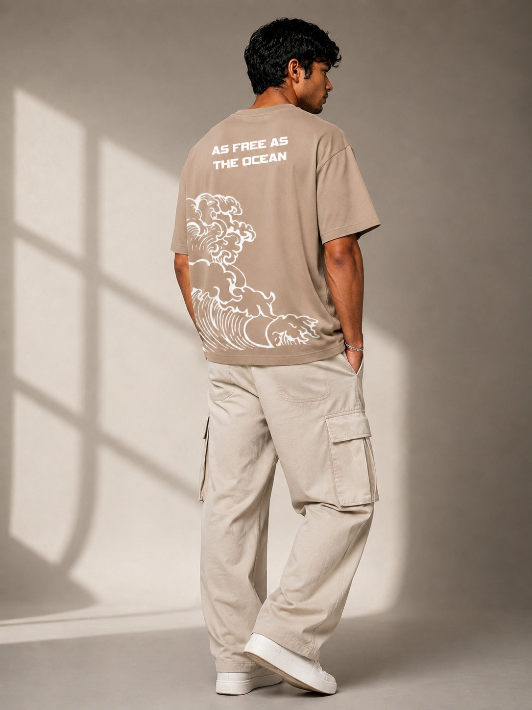 Ocean Freedom Printed Round Neck Oversize Pre-customized Tshirt for Men