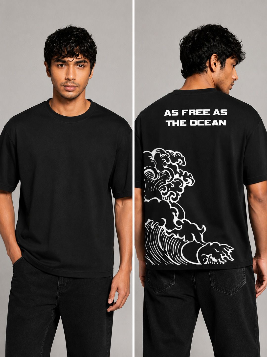 Ocean Freedom Printed Round Neck Oversize Pre-customized Tshirt for Men