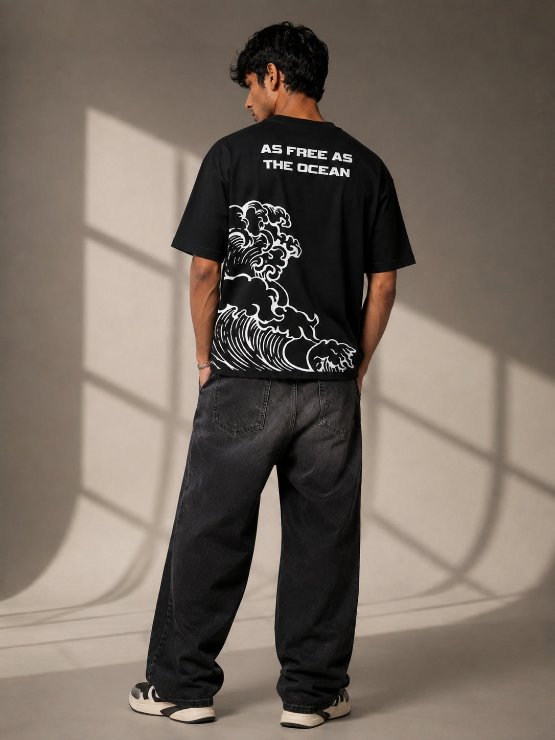 Ocean Freedom Printed Round Neck Oversize Pre-customized Tshirt for Men