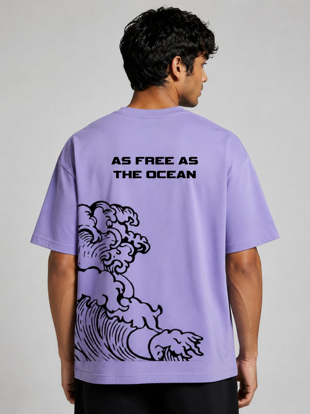 Ocean Freedom Printed Round Neck Oversize Pre-customized Tshirt for Men
