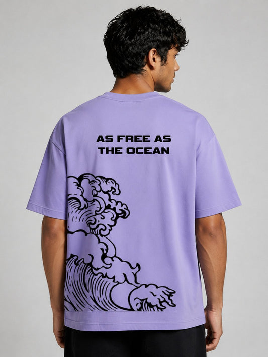 Ocean Freedom Printed Round Neck Oversize Pre-customized Tshirt for Men