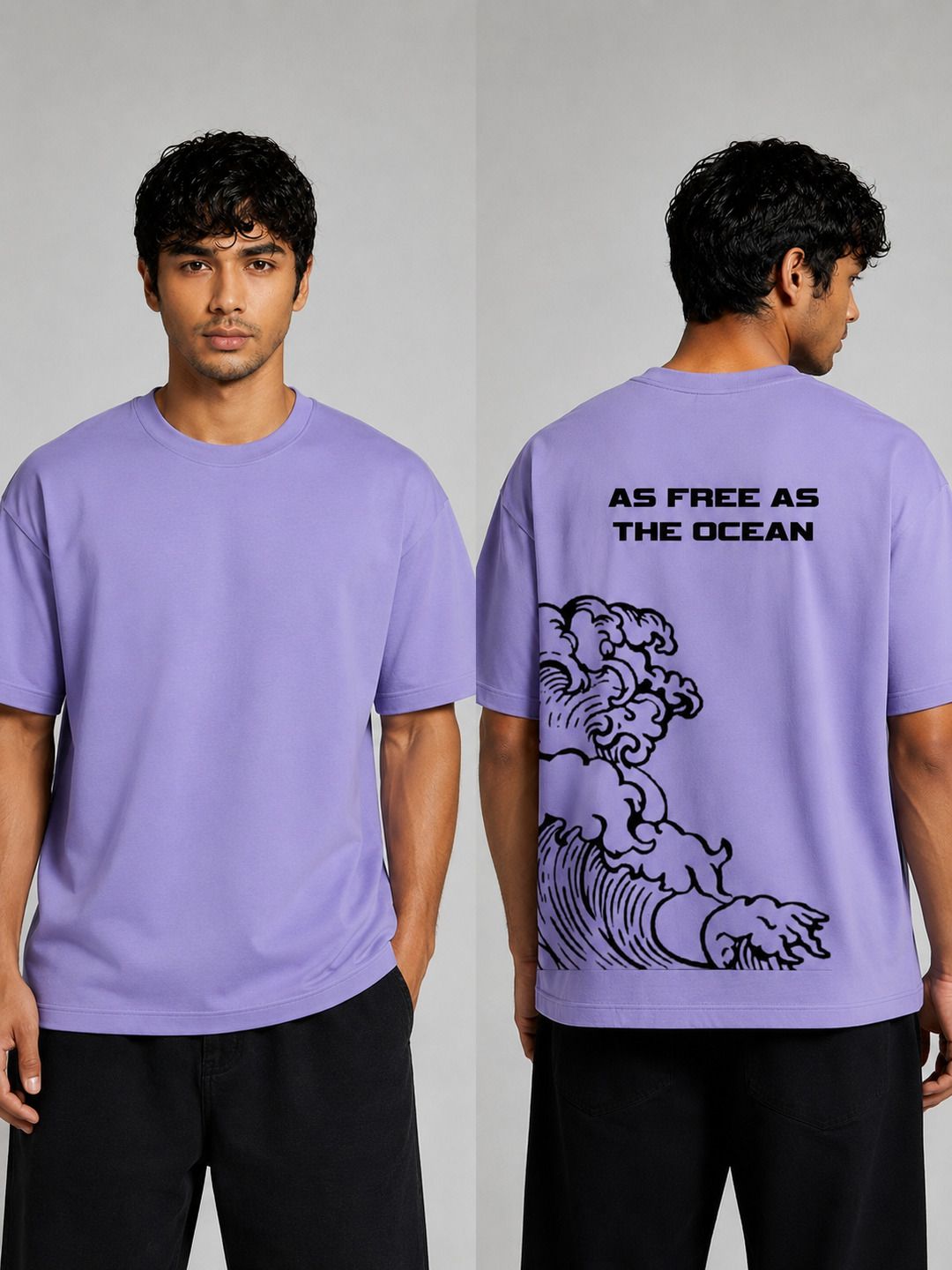 Ocean Freedom Printed Round Neck Oversize Pre-customized Tshirt for Men