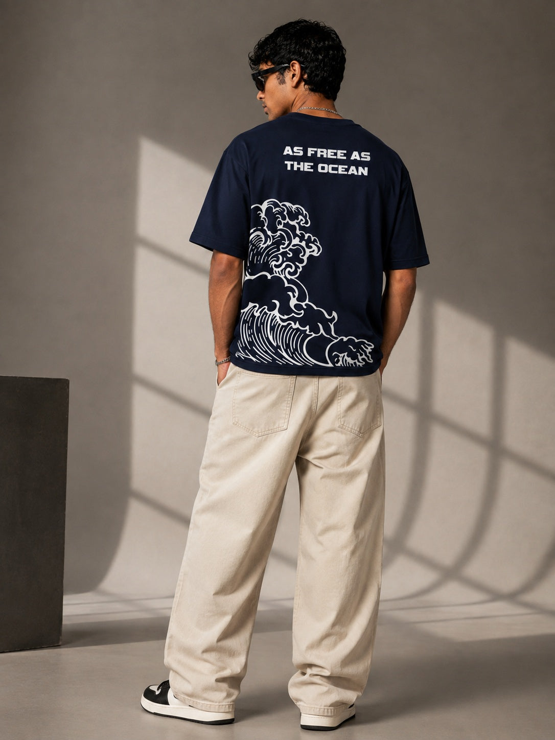 Ocean Freedom Printed Round Neck Oversize Pre-customized Tshirt for Men